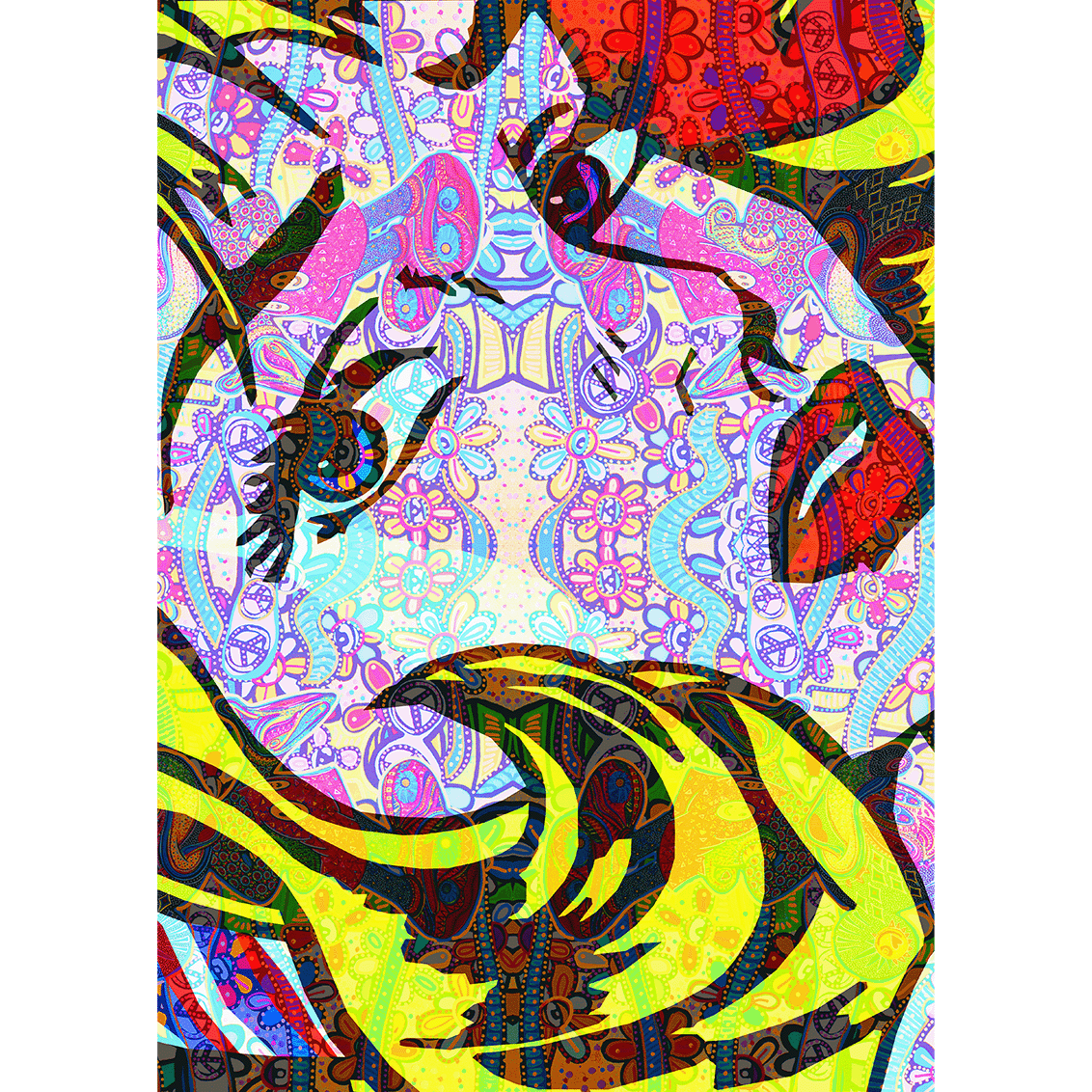 Richard Boyd-Dunlop Yeah Nah Digital Print Pop Art Colourful Limited Edition Print Boyd-Dunlop gallery Contemporary Art A3 prints poster prints love ghost Yeah Nah red yellow smiley lion