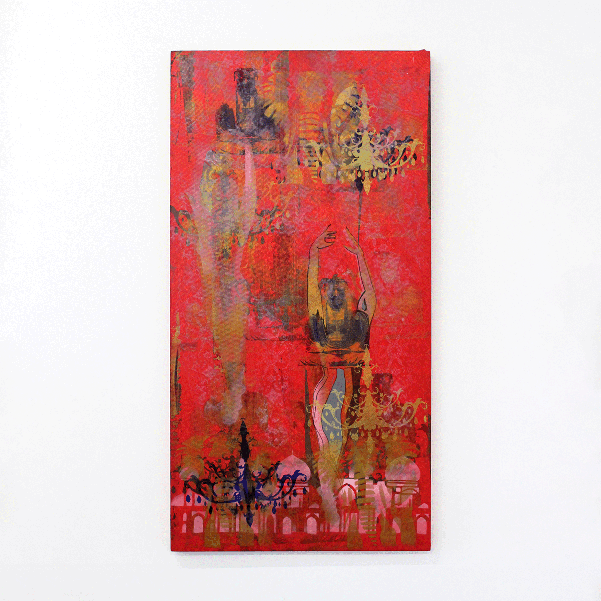 RICHARD BOYD-DUNLOP Under The Chandelier silkscreen and spraypaint on fabric 1220 x 680 mm New Zealand Contemporary Abstract Artist Hawkes Bay Napier