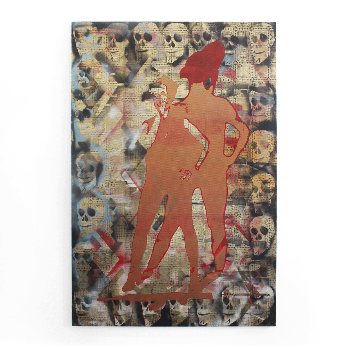 RICHARD BOYD-DUNLOP Scrape silkscreen and spraypaint on fabric 1220 x 1800 mm New Zealand Abstract Contemporary Artist Hawkes Bay Napier