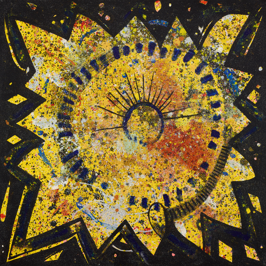 RICHARD BOYD-DUNLOP Solar acrylic on canvas with glitter dust 760 x 760 mm sun new zealand contemporary abstract artist napier hawkes bay