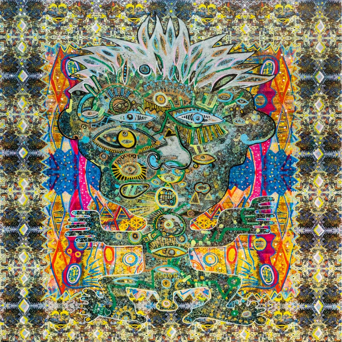 RICHARD BOYD-DUNLOP Dancing - Introduction Series acrylic on canvas with glitter dust 1500 x 1500 mm New Zealand Contemporary Abstract Artist Hawkes Bay Napier