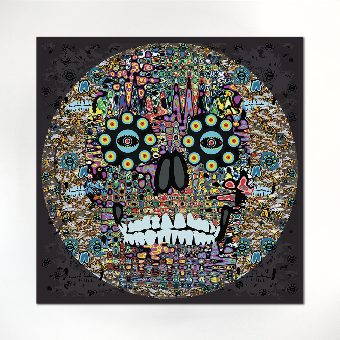 RICHARD BOYD-DUNLOP Skull Canvas Print canvas giclee print, signed on verso 1200 x 1200 mm: patterned skull