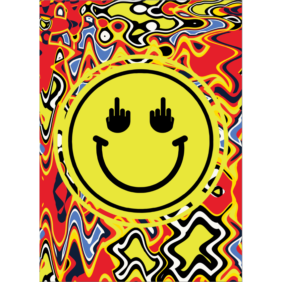 Richard Boyd-Dunlop Yeah Nah Digital Print Pop Art Colourful Limited Edition Print Boyd-Dunlop gallery Contemporary Art A3 prints poster prints love ghost Yeah Nah red yellow smiley