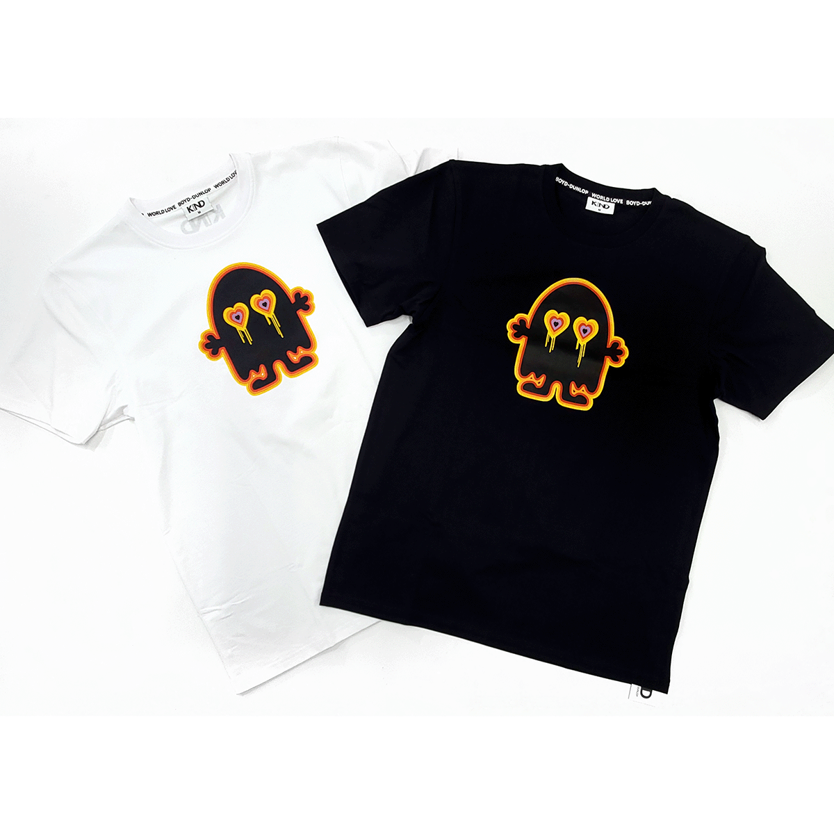 Richard Boyd-Dunlop Kind Love The World screenprinted Love Ghost T shirts Napier New Zealand Arcade Gallery Boyd-Dunlop Gallery Pop Art Yeah Nah Fingers 